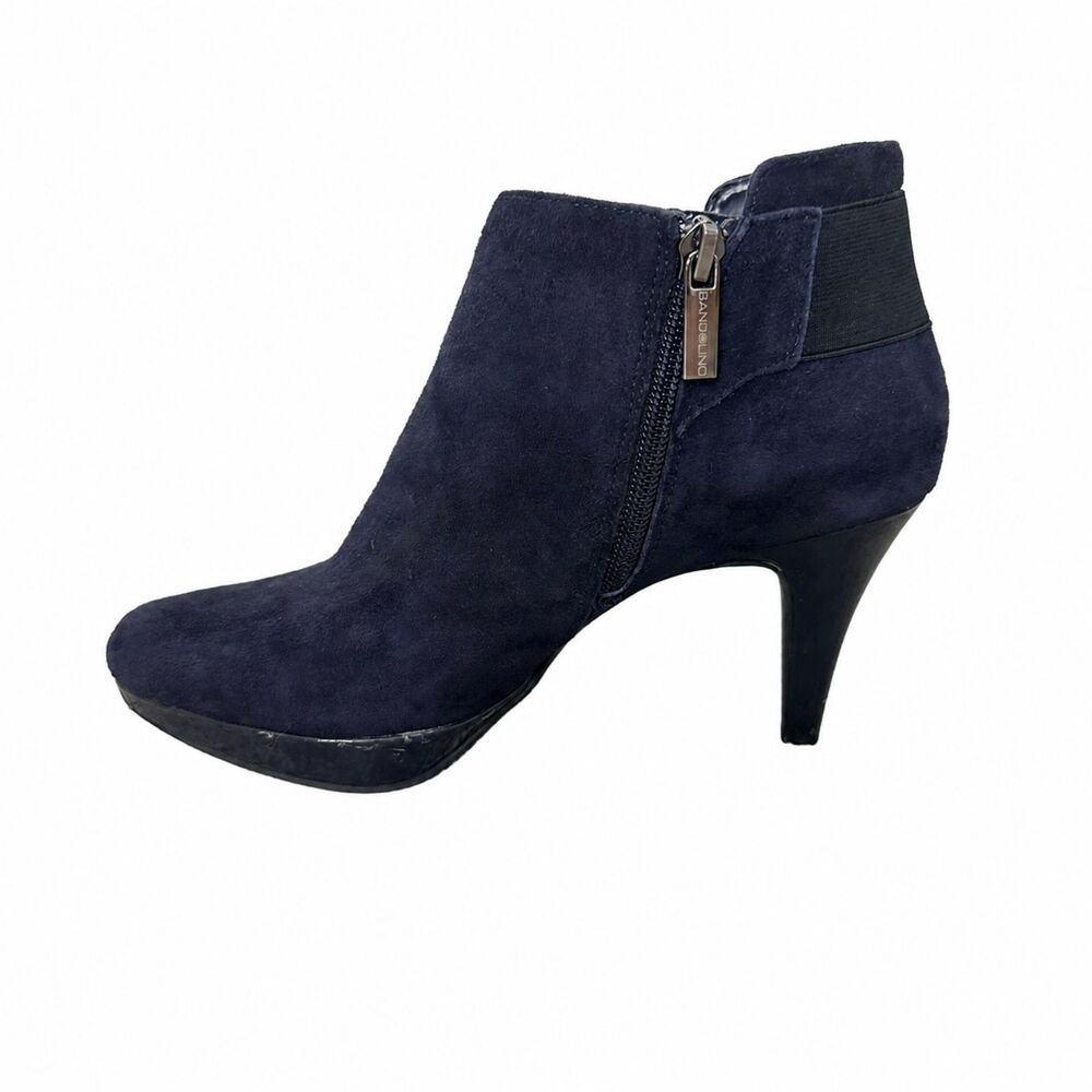 Bandolino Christiana Navy Blue Suede Ankle Boots Womens Size 7M Heeled Booties - Picture 6 of 15